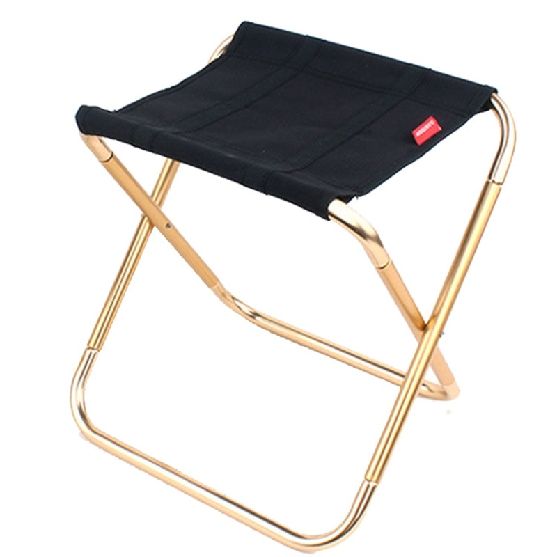 Large Aluminum Alloy Outdoor Folding Stool Portable BBQ Fishing Chair (Black, 30x25x31cm)