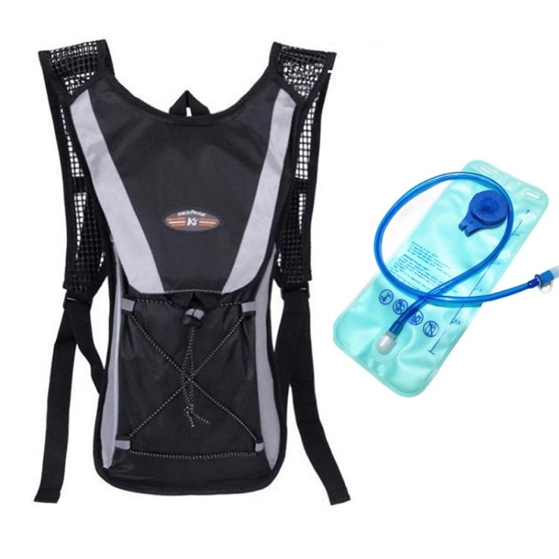 Mountaineering Cycling Backpack with 2L Water Bag (Black) for Outdoor Sports