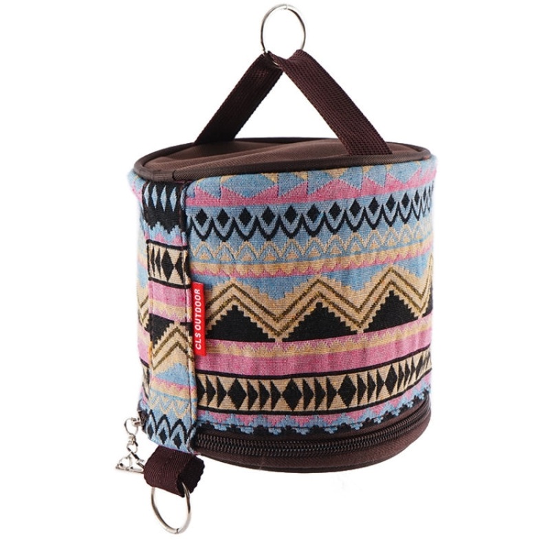 Outdoor Camping Foldable Pumping Box Roll Paper Storage Bag (Pink + Blue)