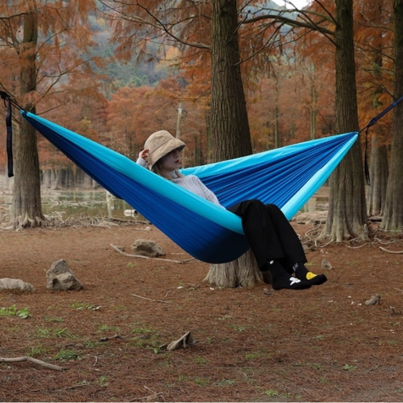 Outdoor Double Inflatable Hammock Anti-Rollover Camping Swing 270x140cm Royal Blue