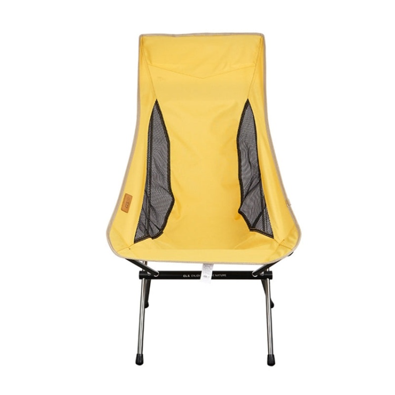 Outdoor Folding Chair Portable Camping Fishing Chair Heightening (Yellow)