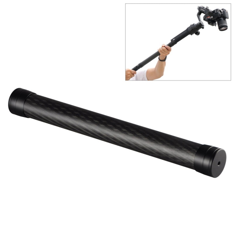 PULUZ Carbon Fiber Extension Monopod Pole Rod Extendable Stick for DJI / MOZA / Feiyu V2 / Zhiyun G5 / SPG Gimbal, Length: 35cm (Black)