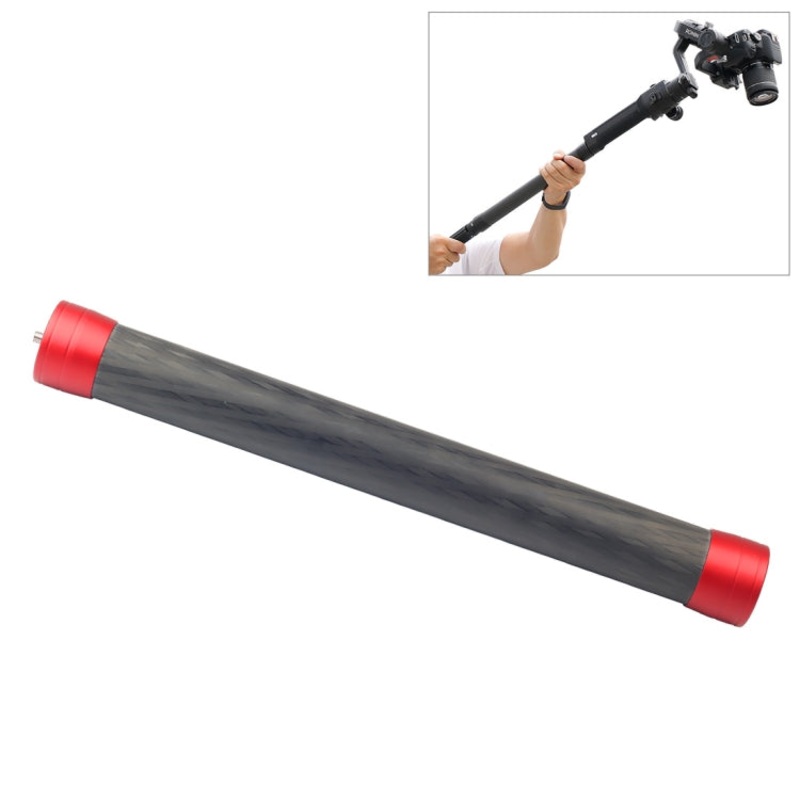 PULUZ Carbon Fiber Extension Monopod Pole Rod Extendable Stick for DJI / MOZA / Feiyu V2 / Zhiyun G5 / SPG Gimbal, Length: 35cm (Red)