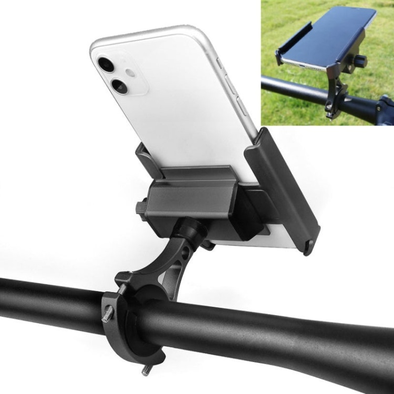 Aluminum Alloy Mobile Phone Holder Bicycle Riding Takeaway Rotatable Metal Bracket, Handlebar Installation(Black)