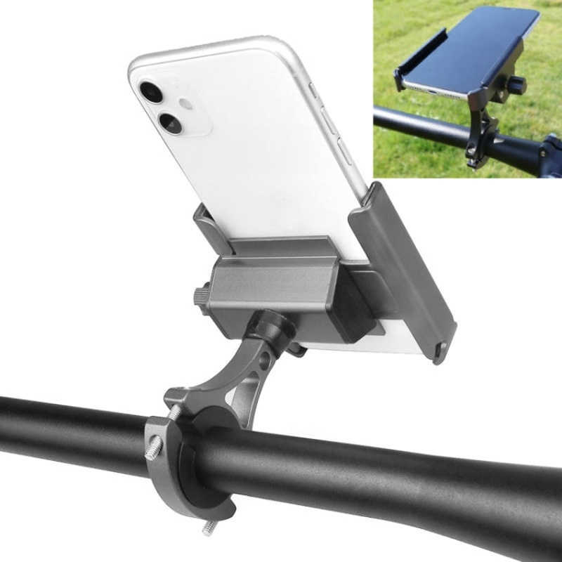 Aluminum Alloy Mobile Phone Holder Bicycle Riding Takeaway Rotatable Metal Bracket (Titanium)