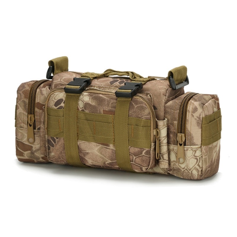 Waterproof Fishing Waist Bag Multifunctional Bag (Brown Python Pattern)