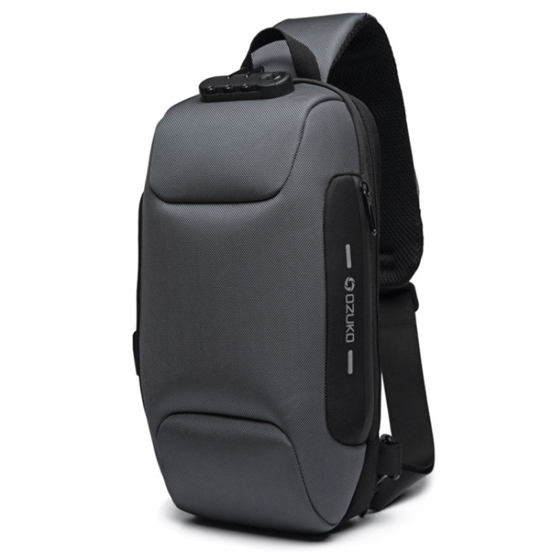 Anti-theft Waterproof Crossbody Bag with External USB Charging Port (Dark Gray)