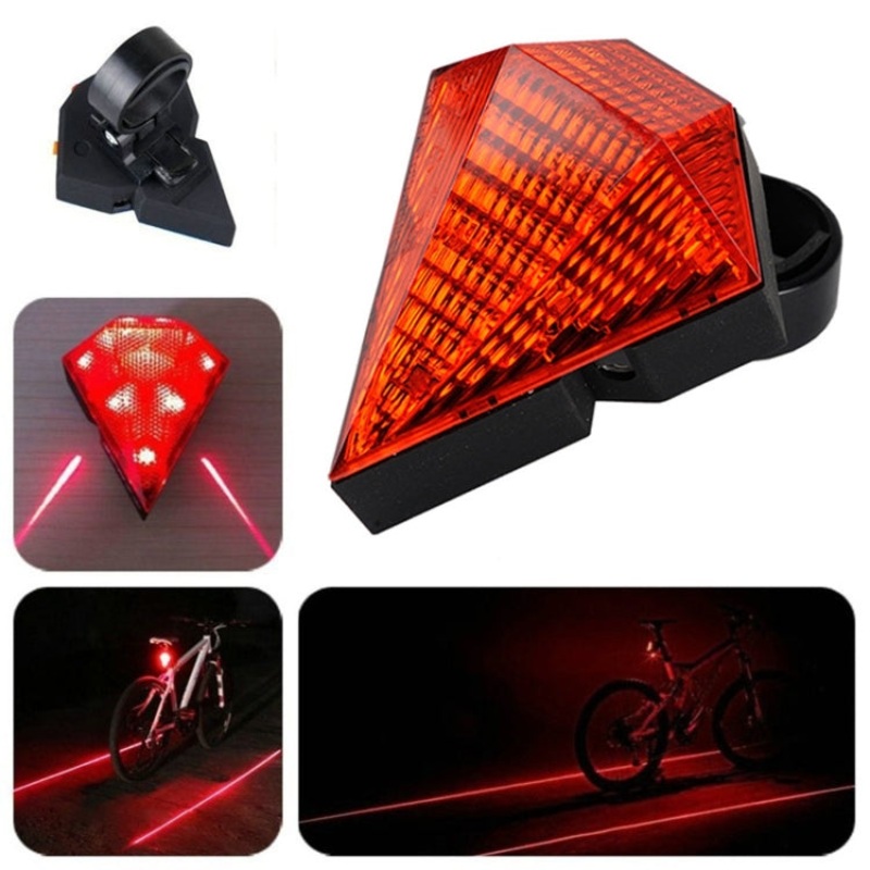 Bicycle Diamond Laser Tail Light USB Rechargeable Warning Light (Black)