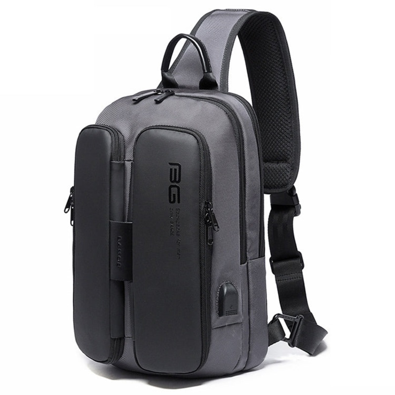 Fashion Casual Shoulder Bag Outdoor USB Chest Bag (Grey)