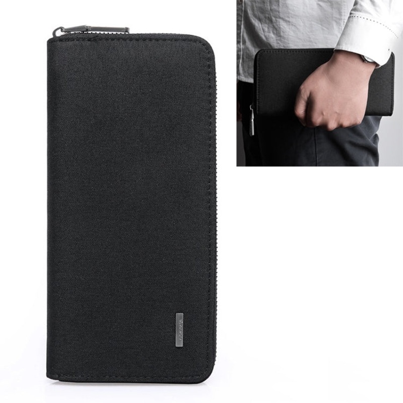 Men Long Wallet Oxford Cloth Hand Bag Simple Fashion Student Wallet (Black)
