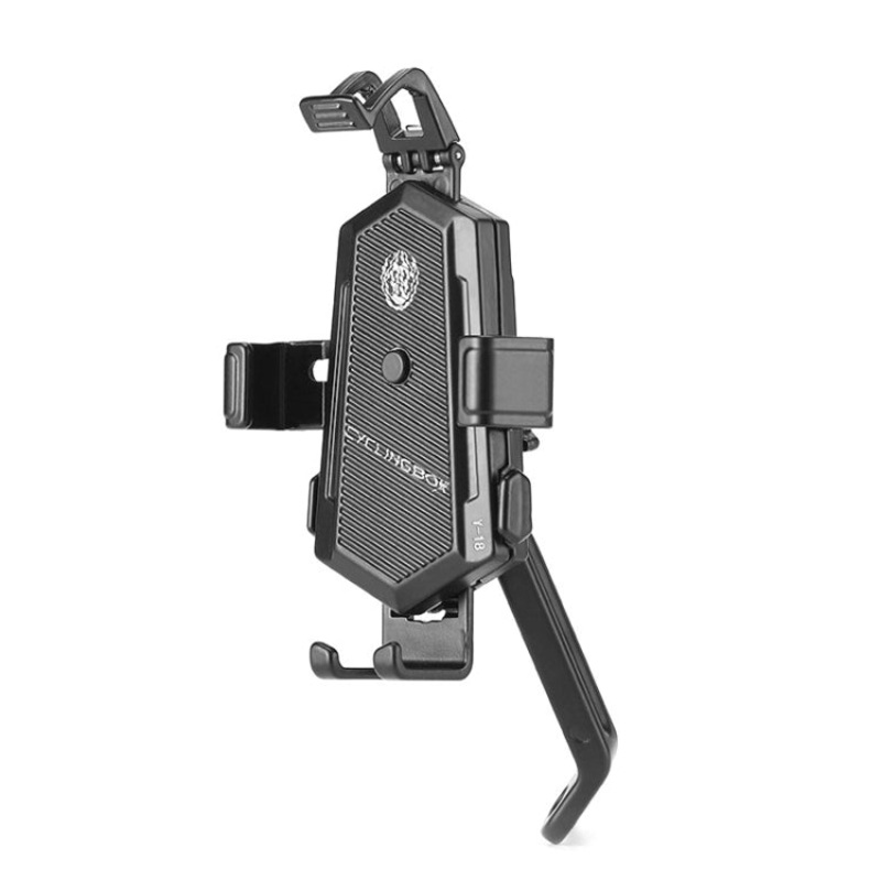 Rotating Adjustable Aluminum Alloy Bicycle Mobile Phone Holder Rearview Mirror Installation (Black)