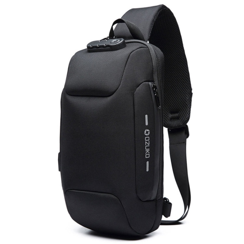 Smart Anti-theft Waterproof Crossbody Bag with USB Charging Port (Black)