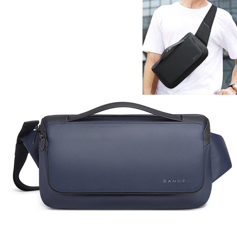 Sports Leisure Chest Bag Business Waist Messenger Shoulder Bag Blue (Medium)