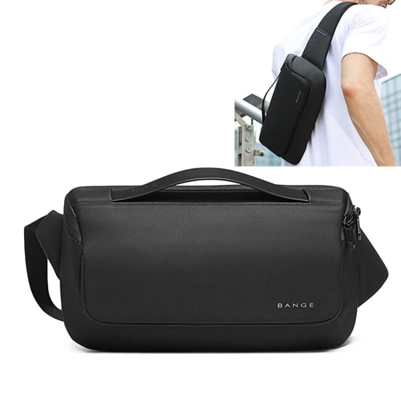 Sports Leisure Chest Bag Business Waist Trendy Fashion Messenger Shoulder Bag (Black)