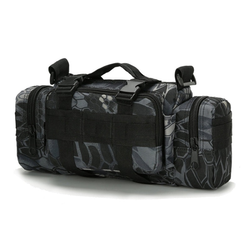 Waterproof Fishing Waist Bag Photography Multifunctional Bag (Black Python Pattern)
