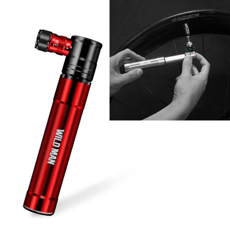 Wild Man Mountain Road Bike Portable Bicycle Pump Us And French Mouth Mini Basketball Football Pump (Red)