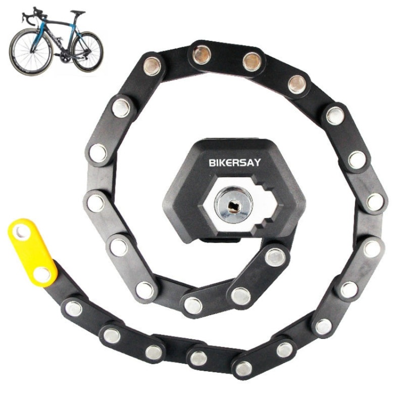 Bicycle Folding Lock Anti-theft Anti-cutting Mountain Bike Burger Lock (Black)