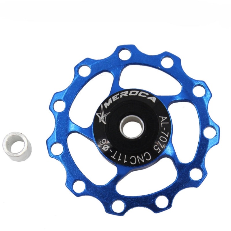 MEROCA Metal Bearings Mountain Bike Road Bike Rear Derailleur Guide Wheel 11T/13T Guide Wheel, Specification:11T, Color:Blue
