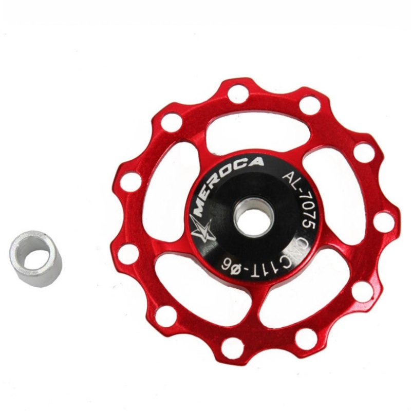MEROCA Metal Bearings Mountain Bike Road Bike Rear Derailleur Guide Wheel 11T/13T Guide Wheel, Specification:11T, Color:Red