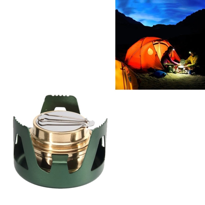 Outdoor Camping Alcohol Stove Vaporized Liquid Alcohol Stove Mini Portable Creative Alcohol Stove (Dark Green)