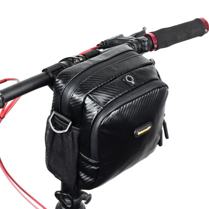 Waterproof Carbon Fiber Pattern Bicycle Front Bag Large Capacity Riding Bag (Black)