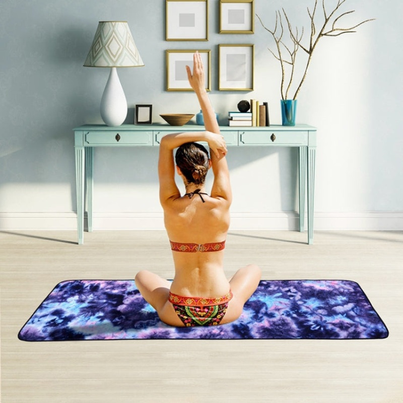 Eco-friendly Non-slip Microfiber Foldable Yoga Mat Sports Drape (Dark Blue, 183 x 63cm)