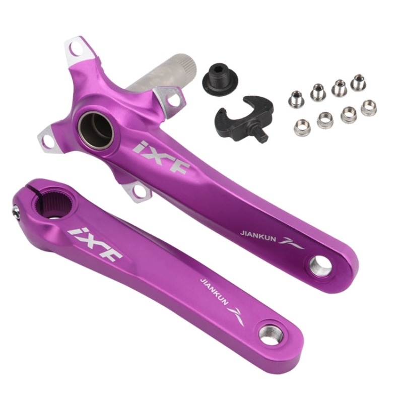 JIANKUN IXF Mountain Bike Hollow Crank Modified, Style:Left and Right Crank(Purple)