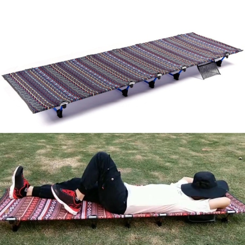 Outdoor Folding Camping Mat Single Bed Portable Aluminium Alloy Sleeping Bed (Blue, 180x61x14cm)