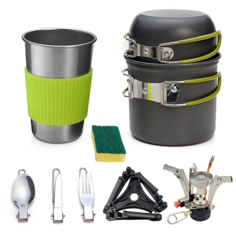 Portable Outdoor Camping Cooking Set Picnic Boiler Cookware Combination (Black)