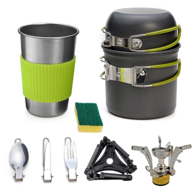 Portable Outdoor Camping Cooking Set Picnic Boiler Cookware Combination (Orange)