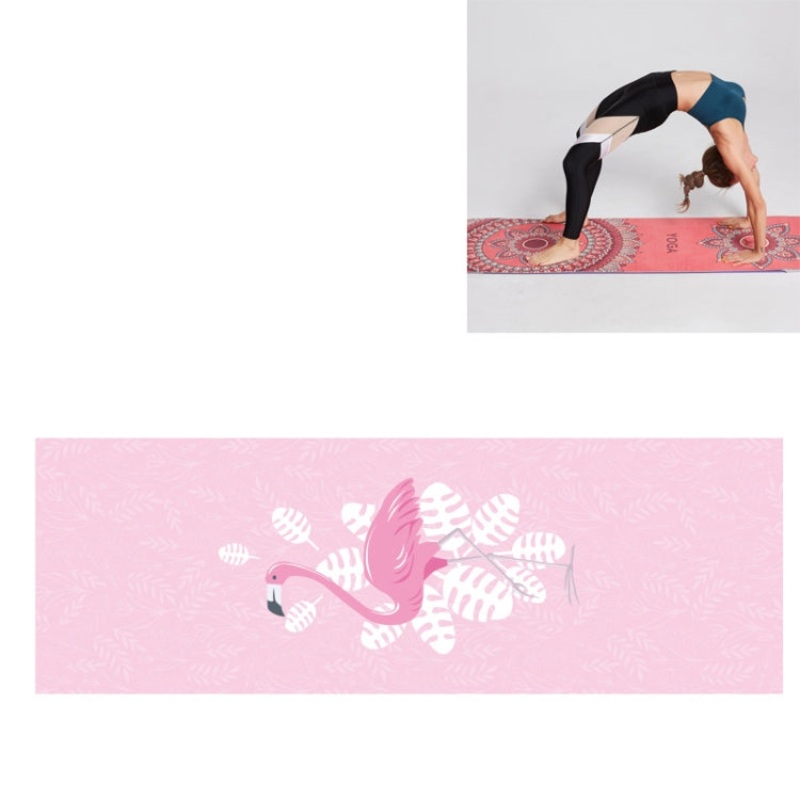 Portable Printed Non-slip Environmental Protection Yoga Mat Drape (Flower Crane) - 185 x 63cm