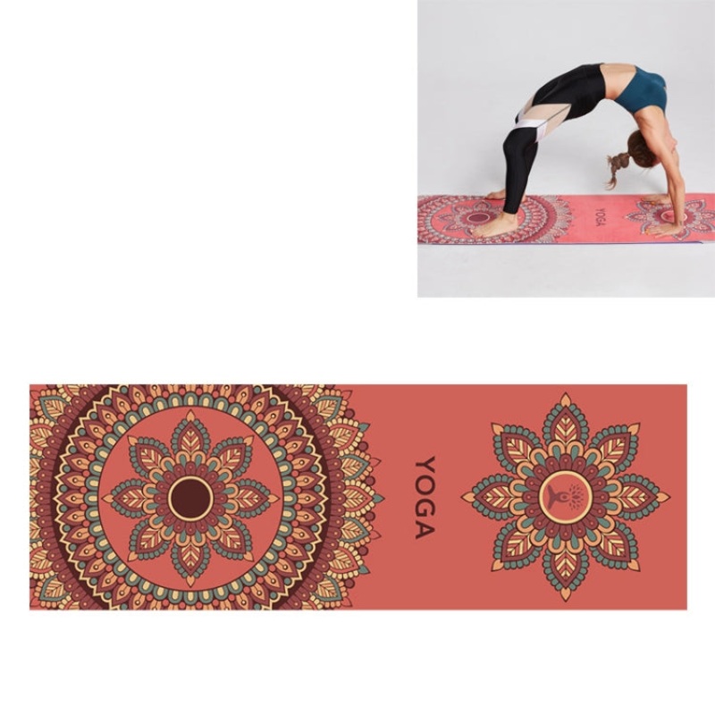Portable Printed Non-slip Environmental Protection Yoga Mat Drape (Red Heart Lotus) - 185 x 63cm