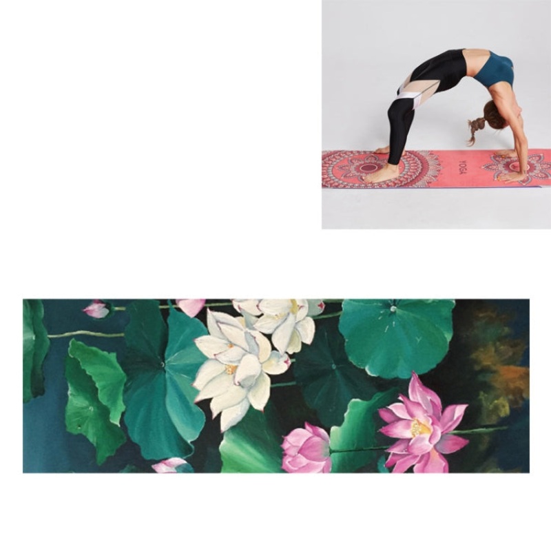 Portable Printed Non-Slip Yoga Mat Drape (Misty Lotus) Size: 185 x 63cm