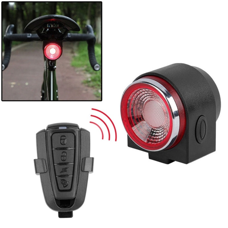 Portable Rechargeable Rear Light Wireless Theft Alarm (Black)