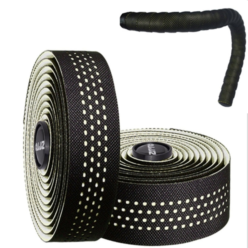 Road Bike Handle Bar Tape Non-slip Anti-Vibration PU Leather Breathable Wear-resisting (White)