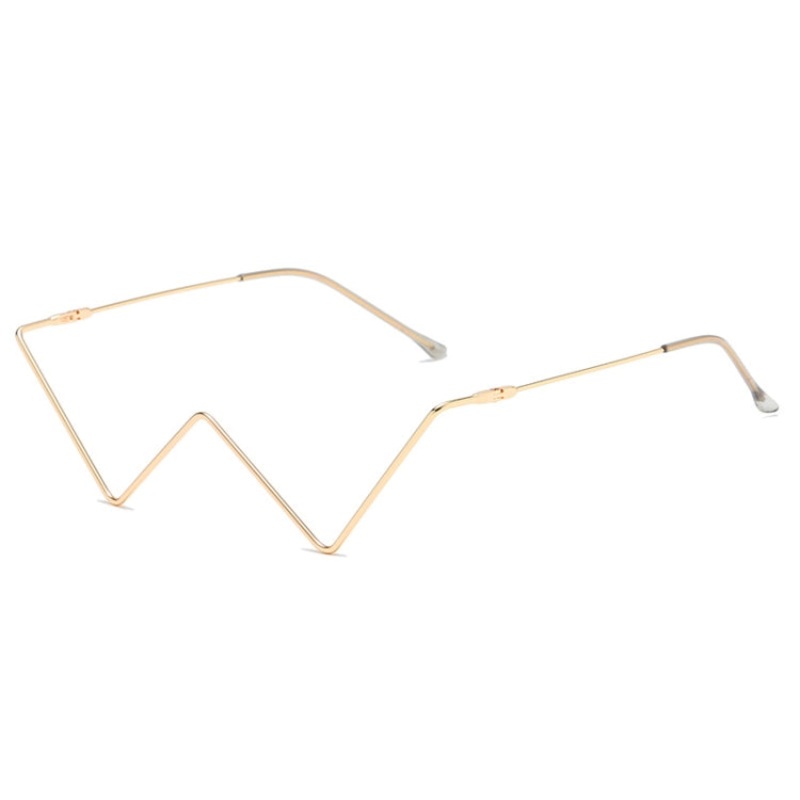 S2057 Personality no Metal Glasses Frame Half Frame Street Shooting Decorative Frames, Frame color: C01 Golden