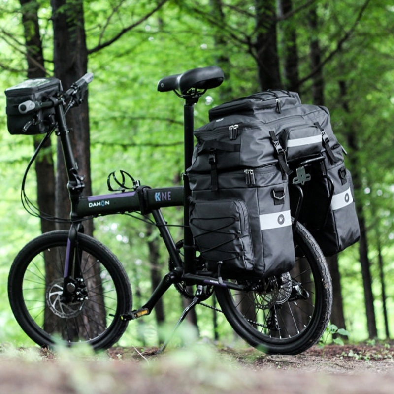 Three-in-One Multifunctional Bicycle Rear Shelf Pannier Waterproof Long-Distance Equipment (Full Black)