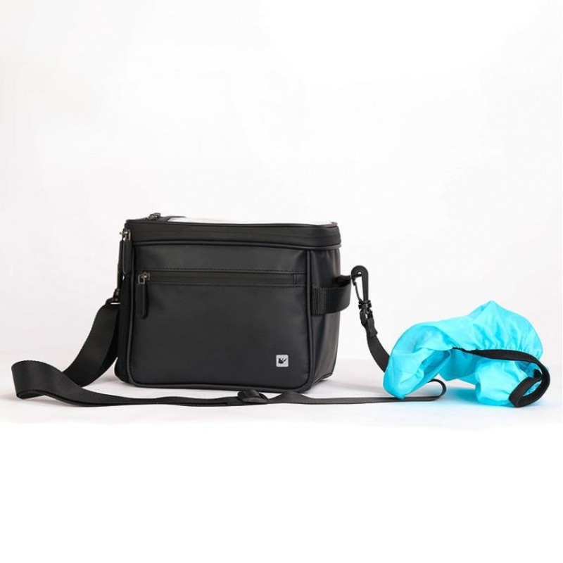 Waterproof Large Touch Screen Bicycle Front Handle Bag 7.5 Inch Mobile Phone Bag (Matt Full Black)