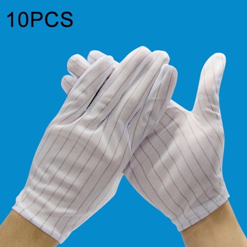 10 Pairs Anti-static Stripe Plastic Gloves, SizeFree Size