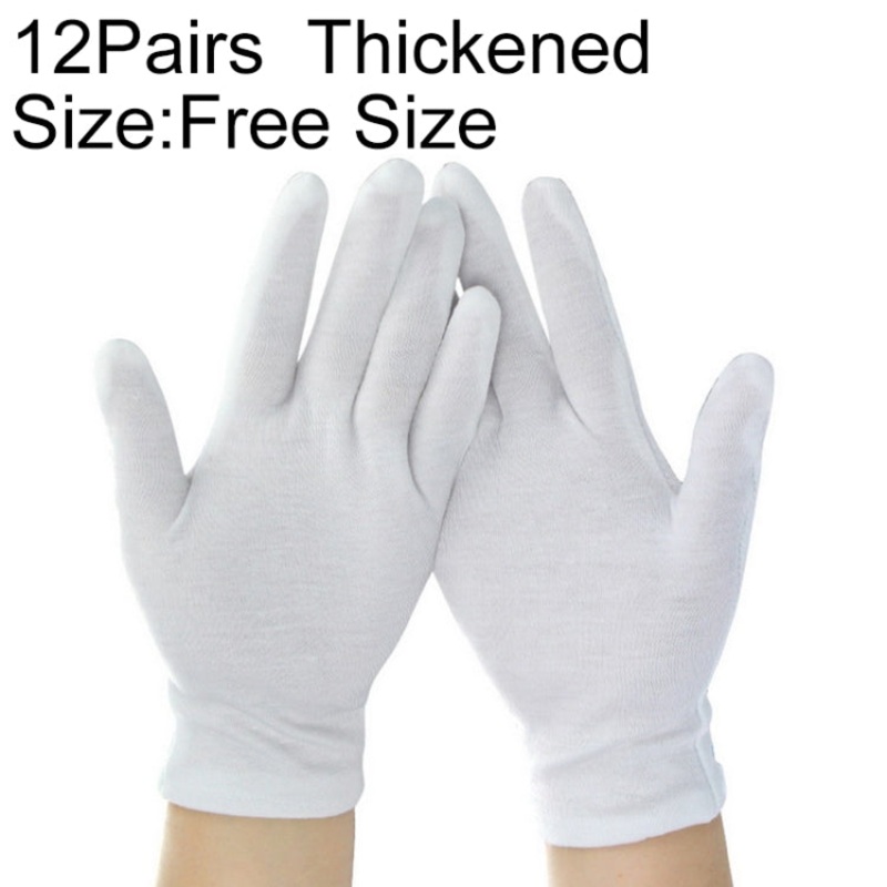 12 Pairs Pure Cotton Working Gloves, Thickened SizeFree Size