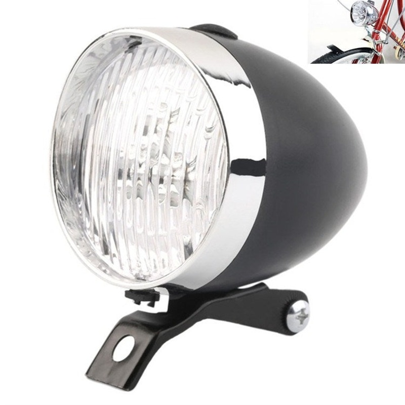 3 LED Retro Bicycle Headlight Night Riding Safety Warning Light (Black)