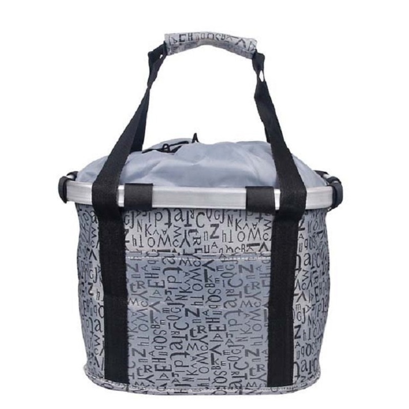 Aluminum Alloy Foldable Bicycle Front Bag Basket (Gray, Size: L)