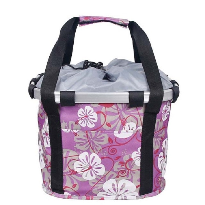 Bicycle Front Aluminum Alloy Foldable Basket (Purple) - Size: L