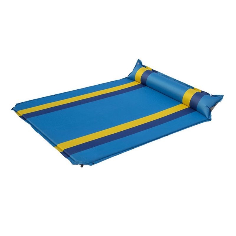 Color Matching Automatic Inflatable Outdoor Sports Double Camping Air Cushion (Blue, 190x130x3.5cm)