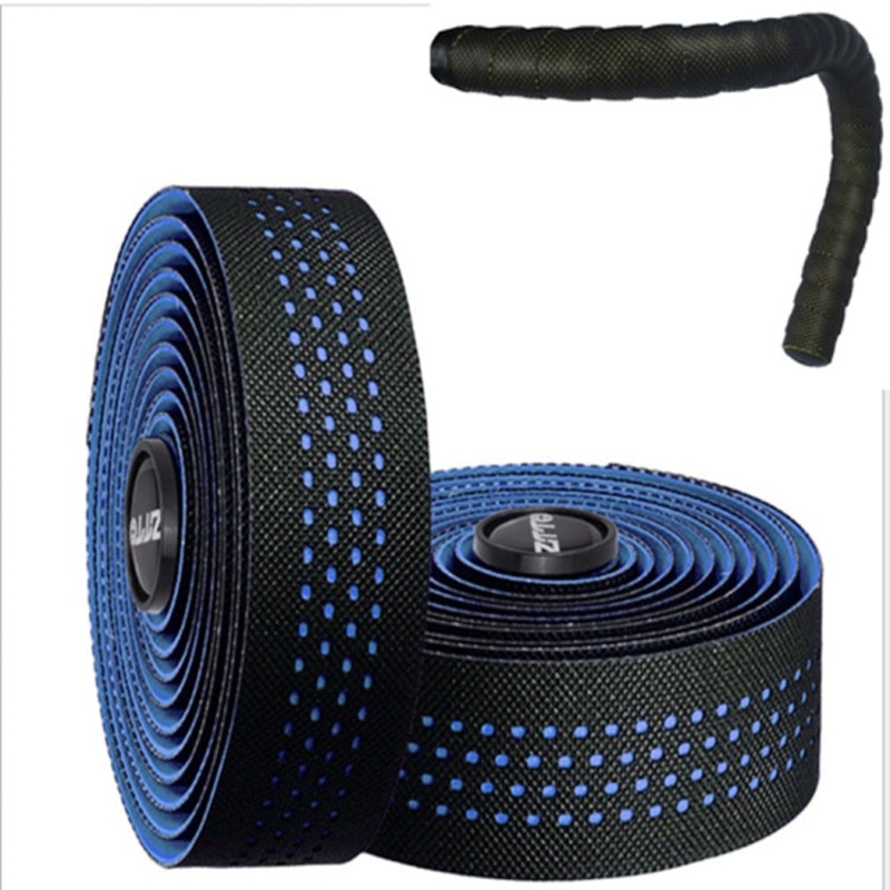Road Bike Handle Bar Tape Non-slip Anti-Vibration PU Leather Breathable Wear-resisting (Blue)