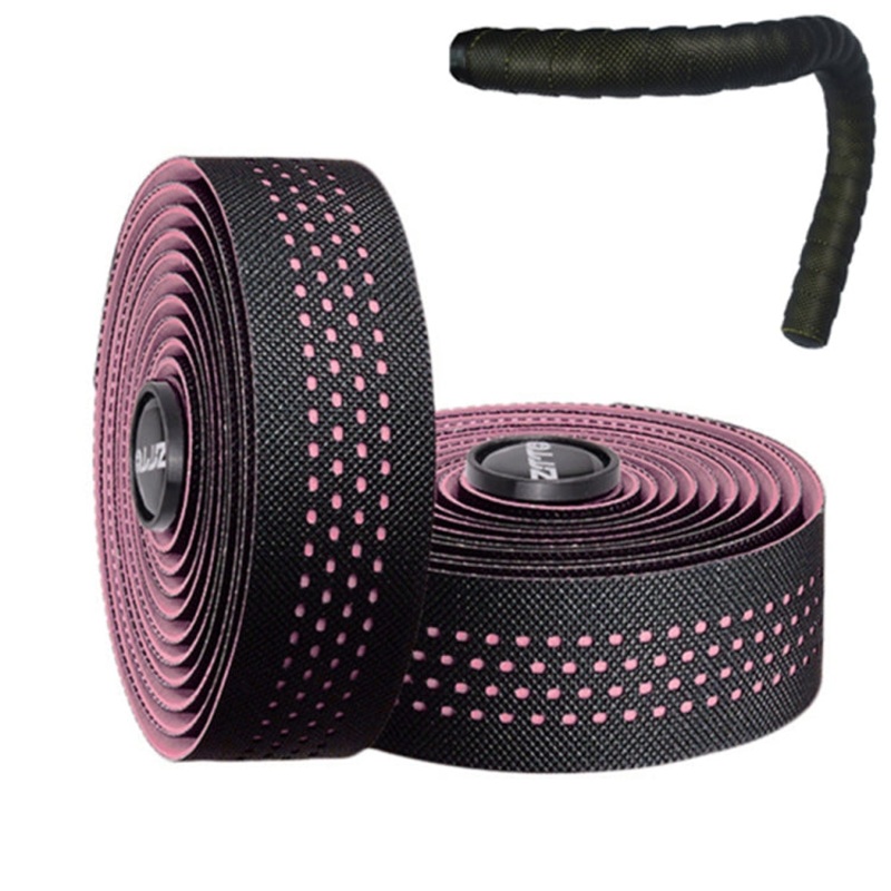 Road Bike Handle Bar Tape Non-slip Anti-Vibration PU Leather Breathable Wear-resisting (Pink)