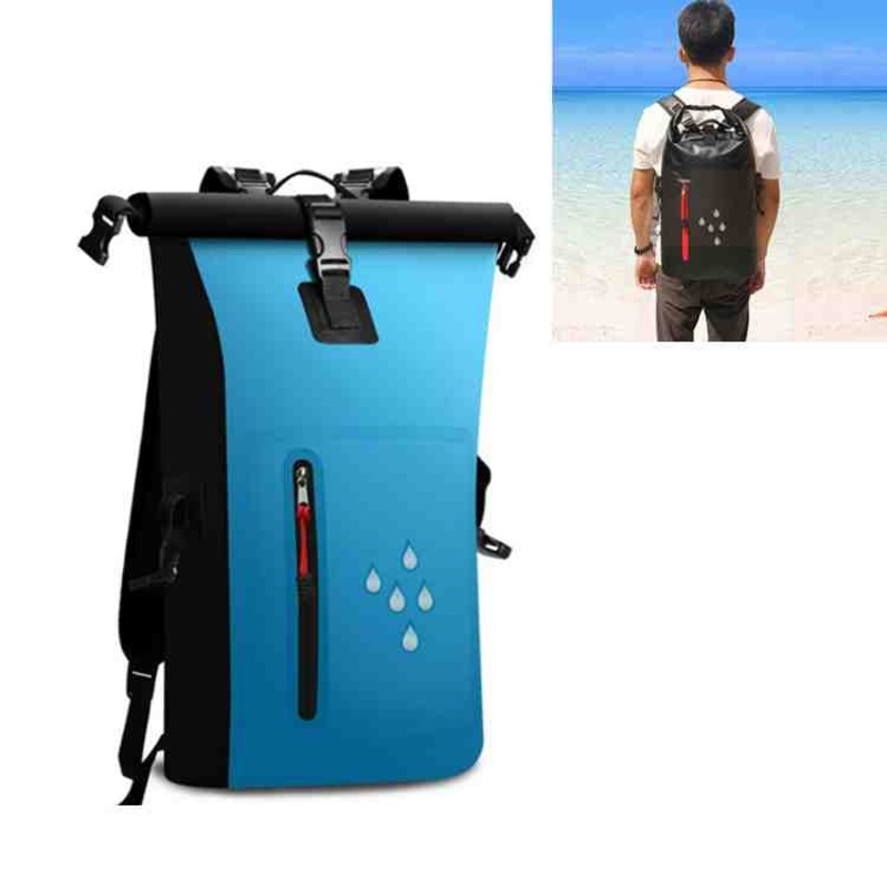 Waterproof Backpack Bucket Bag With Reflective Strip 25L (Blue)
