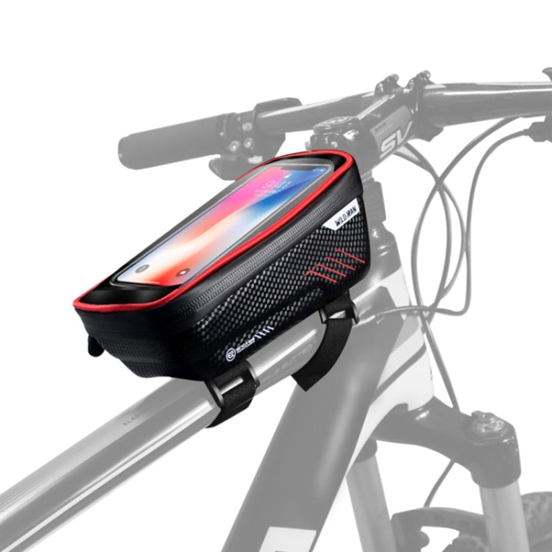 Waterproof Front Bag MTB Mobile Phone Sets Bicycle Tube Bag Riding Accessories - Red (E2)