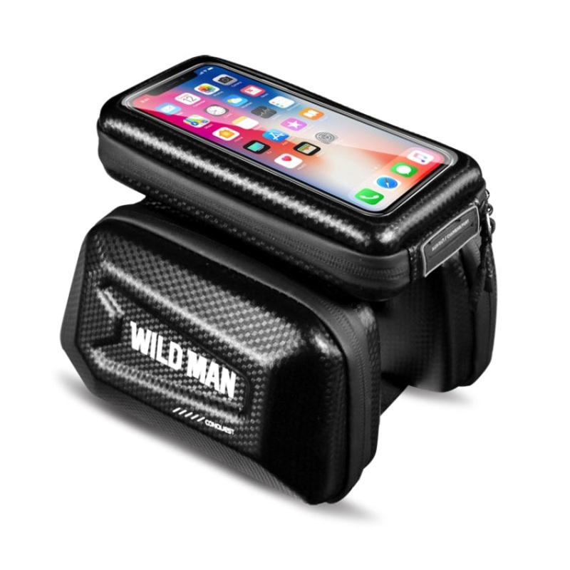 Wild Man Waterproof Front Bag Large Capacity Bicycle Tube Bag Riding Accessories (Black)