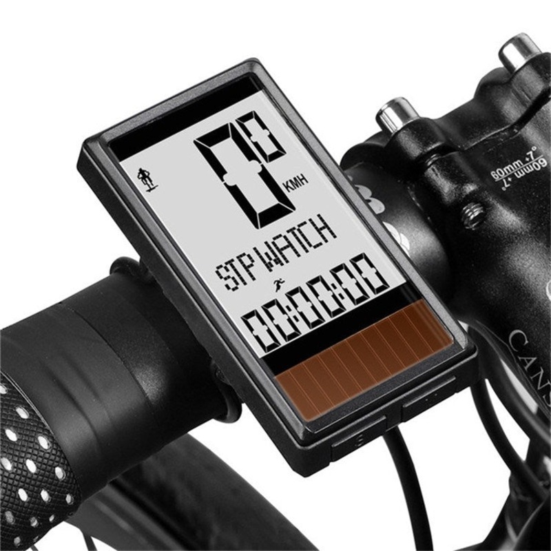 Wireless Solar Five Language Waterproof Speedometer for Mountain Road Bikes (Large)